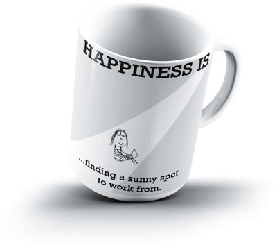 

Ucard Happiness Is1247 Bone China, Ceramic, Porcelain Mug(325 ml), Multicolor