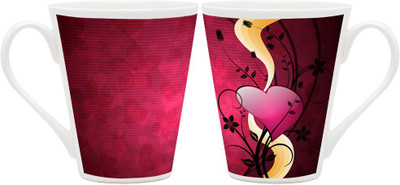 

Homesogood Valentine's Day Floral Art (Set Of 2) Ceramic Mug(355 ml, Pack of 2)