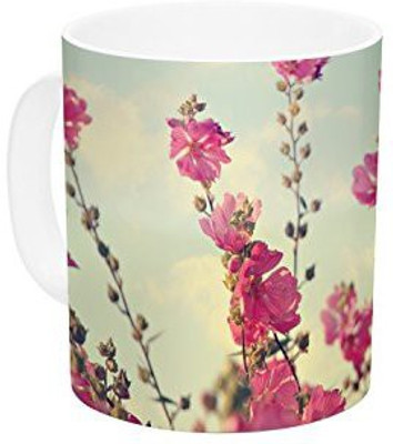 

Kess InHouse InHouse Sylvia Cook Pink Lavatera Flowers Sky Ceramic Coffee, 11 oz, Multicolor Ceramic Mug(60 ml)