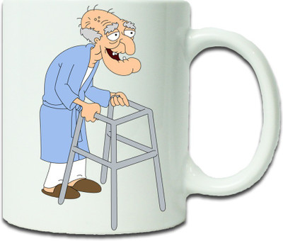 

Maison N Mode Old Men Coffee Ceramic Mug(330 ml), Multicolor