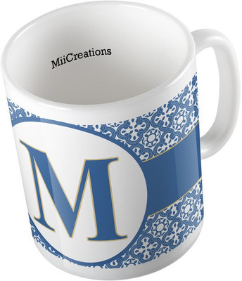 

MiiCreations Printed Alphabet Letter "M" Ceramic Mug(325 ml), Multicolor