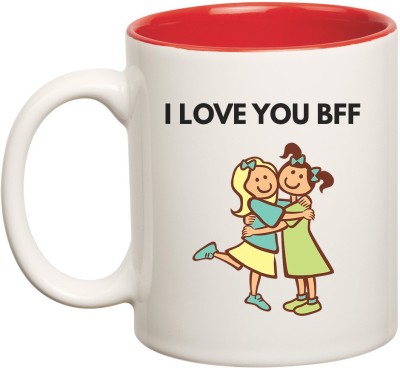 HuppmeGift Best Friend Forever Inner Red Ceramic Coffee Mug(350 ml)