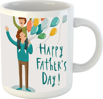 

HuppmeGift Happy Father's Day Balloon White Ceramic Mug(350 ml)