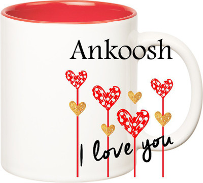 

Huppme I Love You Ankoosh Inner Red (350 ml) Ceramic Mug(350 ml), Red;white