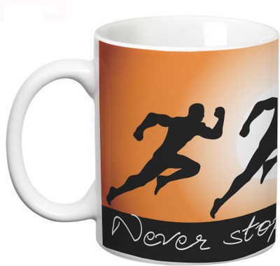 

Prithish Never Stop Running Ceramic Mug(330 ml), Multicolor