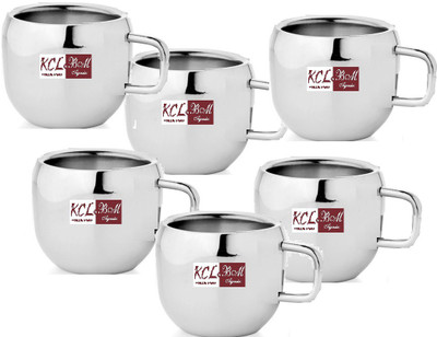 

KCL Pari Coffee Stainless Steel Mug(100 ml, Pack of 6), Multicolor
