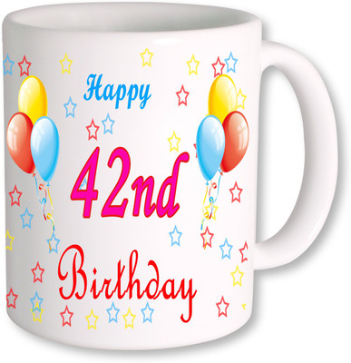 

PhotogiftsIndia 42nd Happy Birthday Coffee Ceramic Mug(350 ml), Multicolor
