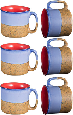 

caffeine Blue Studio Ceramic Mug(550 ml, Pack of 6), Multicolor