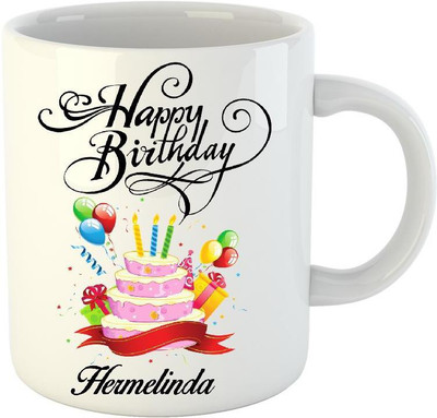 HuppmeGift Happy Birthday Hermelinda White (350 ml) Ceramic Mug(350 ml)
