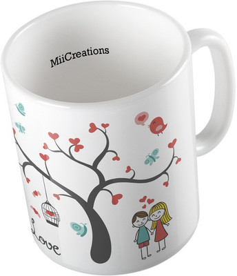 

MiiCreations Printed ,Love Tree Ceramic Mug(325 ml), Multicolor