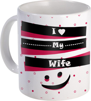 

SKY TRENDS I Love My Wife Beautyfuly Smily Gift For Smily Wife A VerY Special Occasion Anniversery And Valentine DAy Design (54) Ceramic Mug(320 ml), White