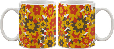 

Artifa Retro Flower Design Porcelain, Ceramic Mug(350 ml), Multicolor