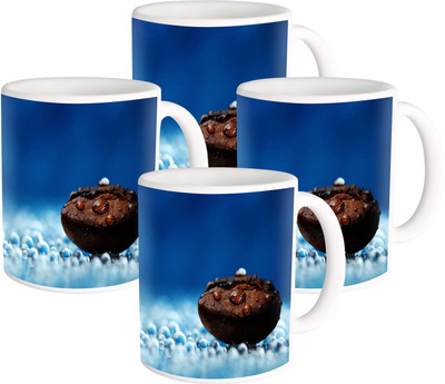 

Heyworlds Gifts for pattern Design set of six 129 Ceramic Mug(325 ml, Pack of 4), Multicolor