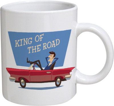 

My Bestow King Of The Road - MyBestow White Plain Coffee Ceramic Ceramic Mug(320 ml), Multicolor