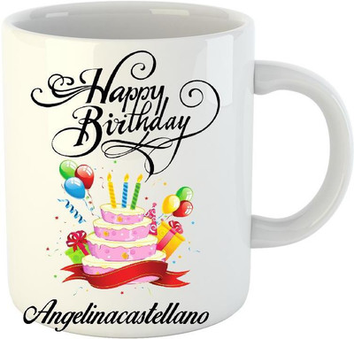 

HuppmeGift Happy Birthday Angelinacastellano White (350 ml) Ceramic Mug(350 ml)