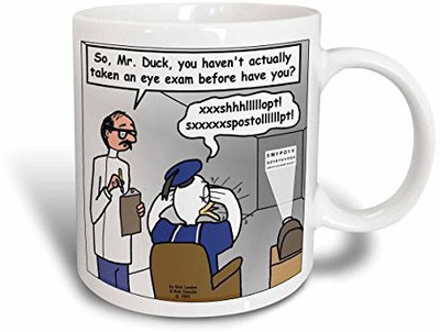 

3dRose Famous Duck ar the Eye Doctor Ceramic, 11 oz, White Ceramic Mug(60 ml), Multicolor