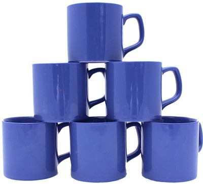 

Aarzool Blue Pipe shape Tea Cups Ceramic Mug(200 ml, Pack of 6)