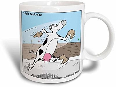 3dRose Triple Sock Cow Ceramic, 15 oz, White Ceramic Mug(60 ml), Multicolor