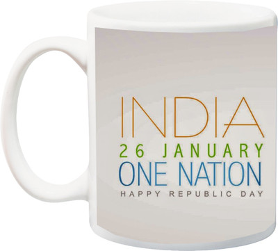 

ME&YOU Corporate Item;India 26th January One Nation Happy Republic Day Printed Ceramic Mug(325 ml), Multicolor