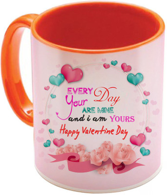 

SKY TRENDS Valentine Gift for Girlfriend Love Printed I Love U Forever Perfect for Her Him Wife Fiance Anniversary And Birthday STGD035 Ceramic Mug(325 ml), Orange
