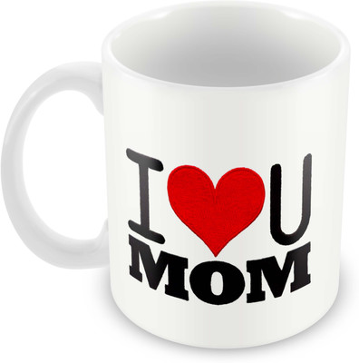 

Tuelip Beautiful Multiple Colour Printed I love U Mom For Tea And Coffee Ceramic Mug(350 ml), Multicolor