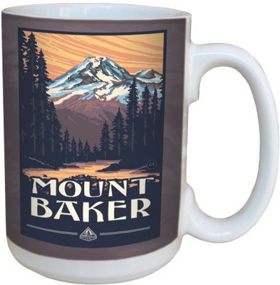 

Tree-Free Greetings Greetings 79392 Mount Baker Beautiful Landscape by Paul A. Lanquist Ceramic with Full-Sized Handle, 15-Ounce, Multicolored Ceramic Mug(60 ml), Multicolor