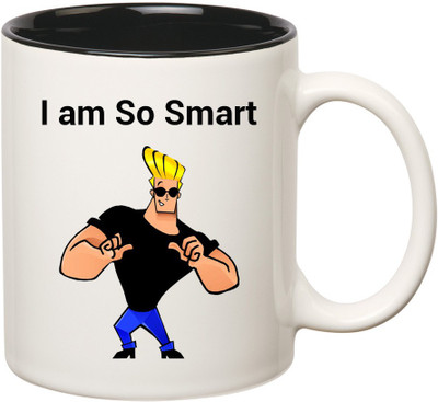 

HuppmeGift Johny Inner Black Ceramic Mug(350 ml), Black;white