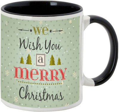 

AllUPrints We Wish Everyone A Very Happy Christmas Ceramic Mug(325 ml), Black