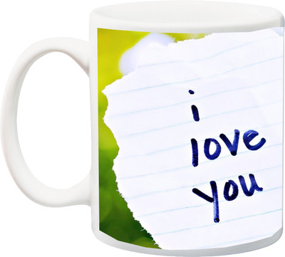 

ME&YOU I Love You Printed Ceramic Mug(325 ml), Multicolor