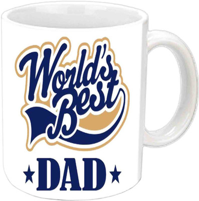Raj Laxmi World's Best Dad White Ceramic Mug(350 ml)