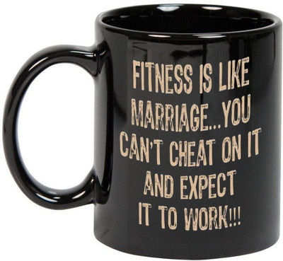 

Prithish Fitness is Like Marriage Black Ceramic Mug(330 ml), Multicolor