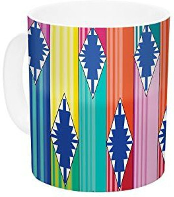 

Kess InHouse InHouse Anneline Sophia Blanket Rainbow Tribal Ceramic Coffee, 11 oz, Multicolor Ceramic Mug(60 ml)