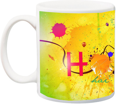 

ME&YOU Gift for Holi;Happy Holee colorfull Happiness HD printed Ceramic Mug(325 ml), Multicolor