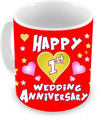 57% OFF on TIED RIBBONS Gift for 1st Wedding Anniversary Ceramic Coffee Mug(350 ml)