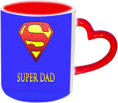 

Raj Laxmi SUPERDAD With Superman Logo Red Heart Handle Ceramic Mug(350 ml)