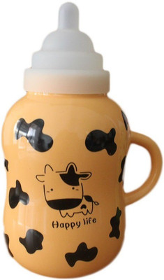 

GeekGoodies Bottle Design Milk Coffee Cup With Nipple Lid Ceramic Mug(320 ml), Orange