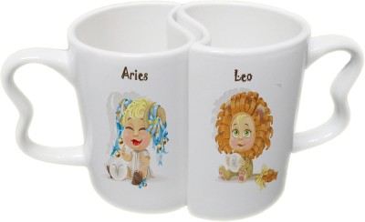 

Ucard Aries and Leo Zodiac Sign Valentines Day Couple Bone China, Ceramic, Porcelain Mug(325 ml), Multicolor