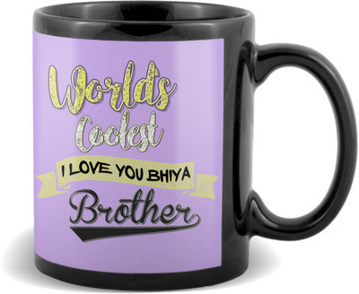 

SKY TRENDS World's Coolest I Love You Bhiya Brother With Violet Color Best Gifts For Birthday And Anniversary Black Coffe Ceramic Mug(320 ml)