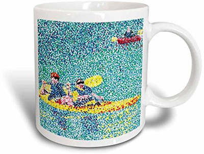 

3dRose mug_14312_1 Kayak Scene in Pointillism Ceramic, 11 oz, White Ceramic Mug(60 ml), Multicolor