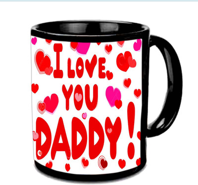 

Raj Laxmi Very Beautiful Hearts Design For Father Multicolor Ceramic Mug(350 ml), Black