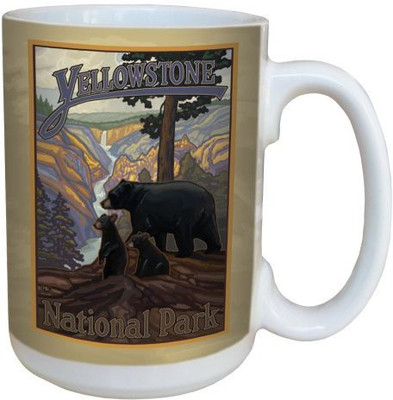 

Tree-Free Greetings Greetings 79461 Yellowstone National Park Black Bears by Paul A. Lanquist Ceramic with Full-Sized Handle, 15-Ounce, Multicolored Ceramic Mug(60 ml)