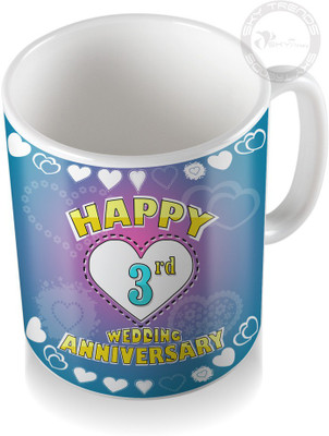 

SKY TRENDS 3rd Happy Wedding Anniversary Coffee Ceramic Mug(320 ml), White