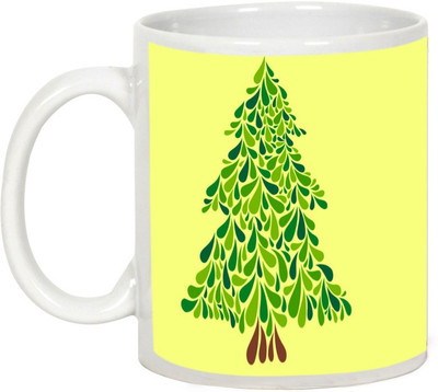 AllUPrints Beautiful Christmas Tree Ceramic Mug(325 ml), White