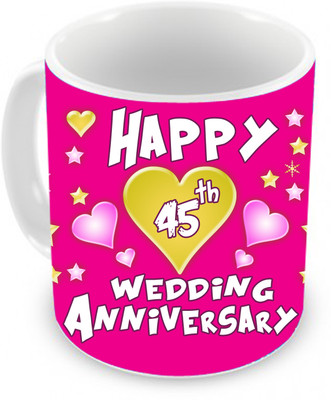 57% OFF on TIED RIBBONS Gift for 45st Happy Anniversary Ceramic Coffee Mug(350 ml)