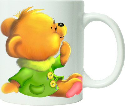 

Maison N Mode Cute Bear Coffee Ceramic Mug(330 ml), Multicolor