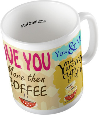 

MiiCreations Printed Valentine Collarge Ceramic Mug(325 ml), Multicolor