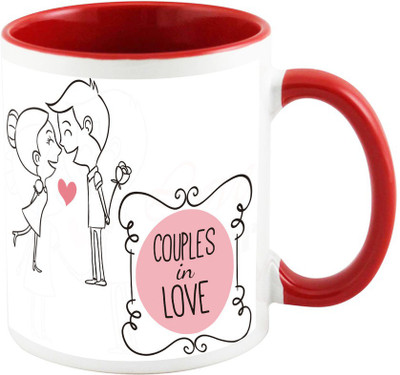

AllUPrints Kissing Your Valentine Red Ceramic Mug(325 ml)