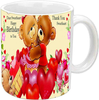Raj Laxmi Teddy Love Happy B'day White Ceramic Mug(3.5 ml)