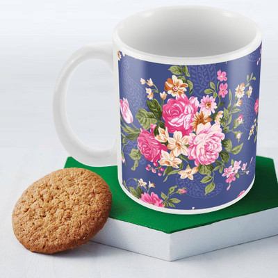 

Posterboy Flowery blues Ceramic Mug(350 ml), Multicolor