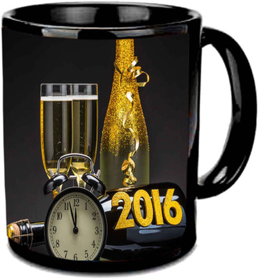 

Raj Laxmi New year party black Ceramic Mug(350 ml)